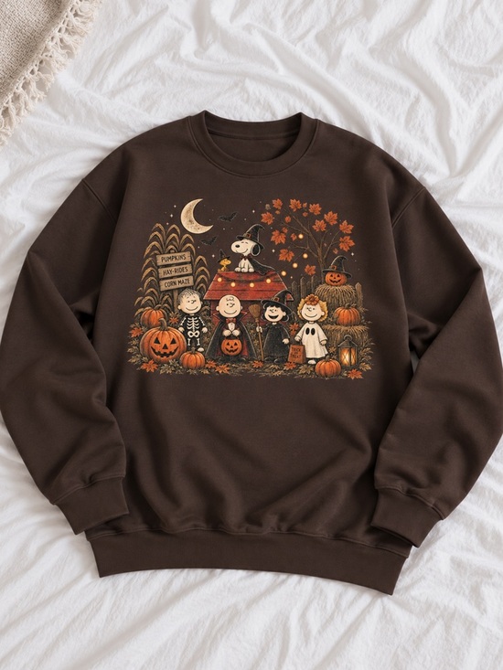 Gildan Tops - Great Pumpkins and Snoopy Halloween Dark Chocolate Crewneck Sweatshirts